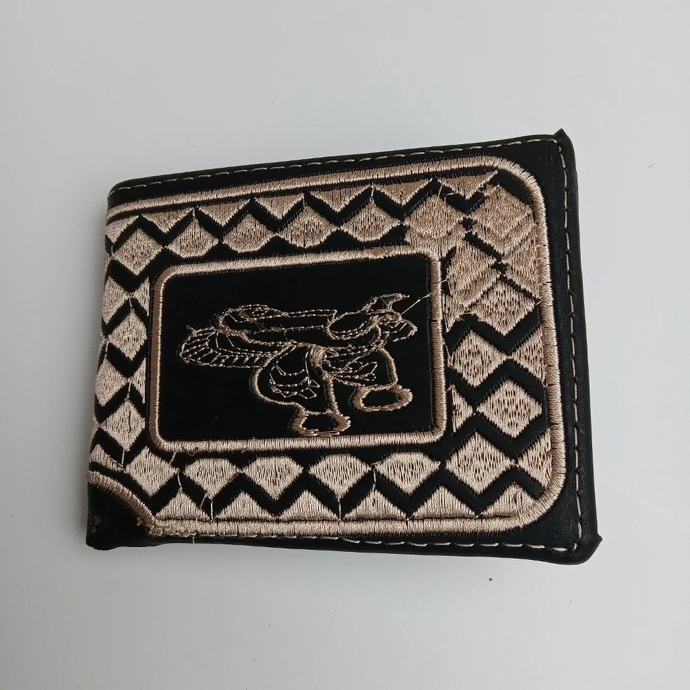Men's Western Wallet Genuine‎ Leather Hand Crafted Bifold Cowboy Rodeo Wallet